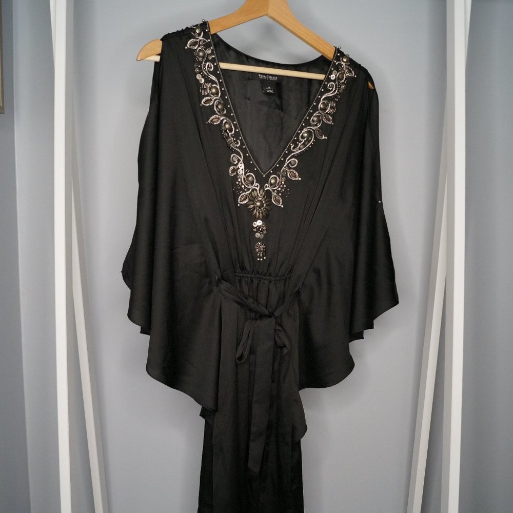White House Black Market black silky dress Sz S